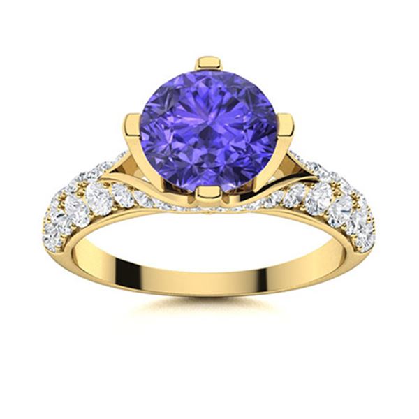Natural 1.88 CTW Tanzanite & Diamond Engagement Ring 18K Yellow Gold