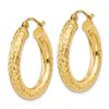 Image 2 : 14k Diamond-cut 4 mm Round Hoop Earrings