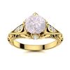 Image 1 : Natural 1.33 CTW Rose Quartz & Diamond Engagement Ring 14K Yellow Gold