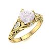 Image 2 : Natural 1.33 CTW Rose Quartz & Diamond Engagement Ring 14K Yellow Gold