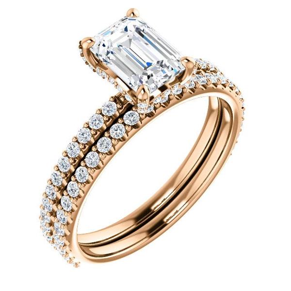 Natural 2.52 CTW Halo Emerald Cut Diamond Bridal Ring 14KT Rose Gold