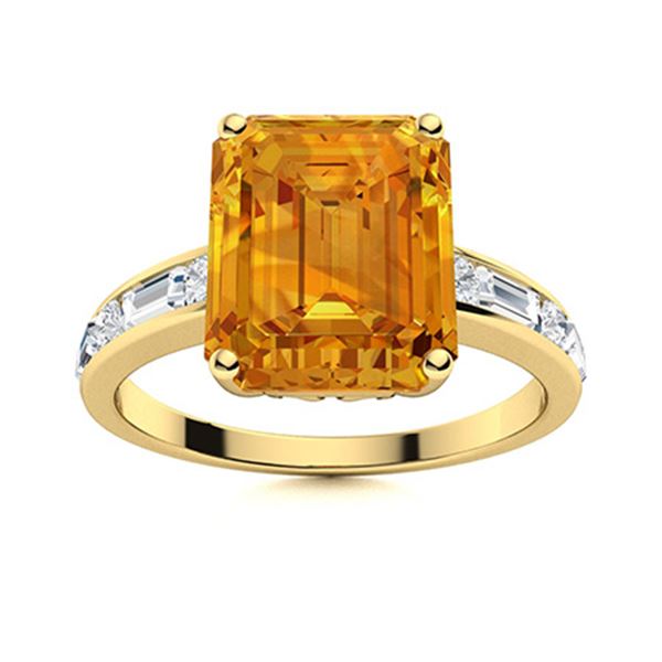 Natural 5.37 CTW Citrine & Diamond Engagement Ring 18K Yellow Gold