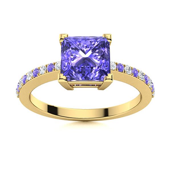 Natural 1.20 CTW Tanzanite & Diamond  Engagement Ring 14K Yellow Gold