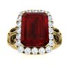 Image 1 : Natural 4.40 CTW Garnet & Diamond Engagement Ring 18K Yellow Gold
