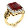 Image 2 : Natural 4.40 CTW Garnet & Diamond Engagement Ring 18K Yellow Gold