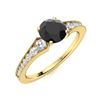 Image 2 : Natural 1.66 CTW Onyx & Diamond Engagement Ring 18K Yellow Gold