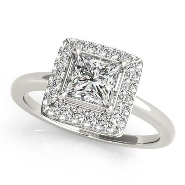 Natural 0.8 ctw Princess Diamond Halo Ring 14k White Gold