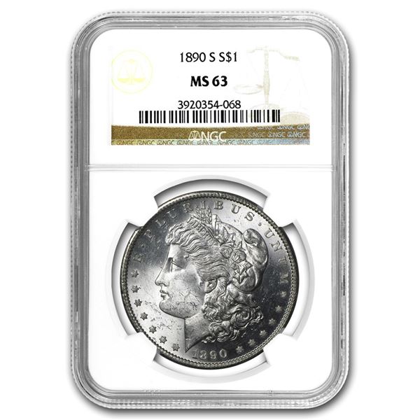 1890-S Morgan Dollar MS-63 NGC