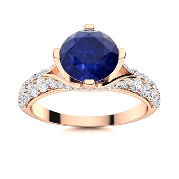 Natural 2.13 CTW Sapphire & Diamond Engagement Ring 14K Rose Gold