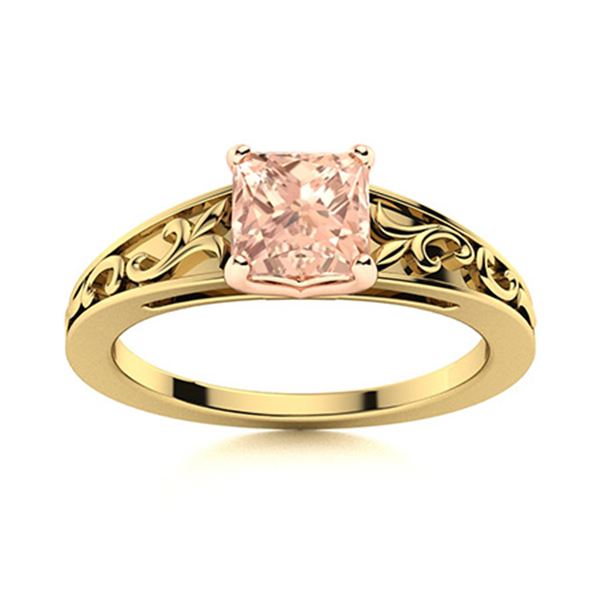 Natural 0.82 CTW Morganite Solitaire Ring 18K Yellow Gold