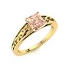 Image 2 : Natural 0.82 CTW Morganite Solitaire Ring 18K Yellow Gold