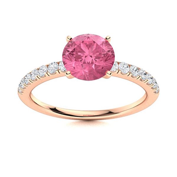 Natural 1.47 CTW Tourmaline & Diamond Engagement Ring 18K Rose Gold