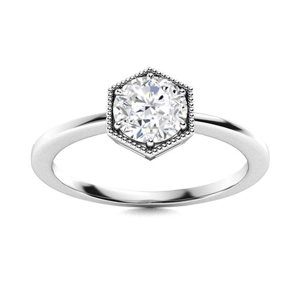 Natural 0.47 CTW Diamond Solitaire Ring 18K White Gold