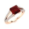 Image 2 : Natural 1.60 CTW Garnet & Diamond Engagement Ring 18K Rose Gold