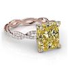 Image 3 : Natural 5.22 CTW Canary Cushion Cut Diamond Eternity Twist Shank Ring 14KT Two-tone