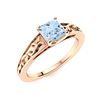 Image 2 : Natural 0.87 CTW Aquamarine Solitaire Ring 18K Rose Gold