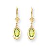 Image 1 : 14k 7x5 mm Oval Peridot Leverback Earrings