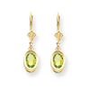 Image 2 : 14k 7x5 mm Oval Peridot Leverback Earrings