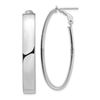 Image 1 : 14k White Gold Omega Back Oval Hoop Earrings - 7x20 mm