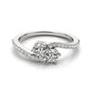 Image 1 : Natural 1 ctw Diamond 2 Stone Solitaire Ring 14k White Gold