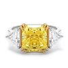 Image 1 : Natural 3.62 CTW Canary Light Yellow Radiant Cut 3-Stone Diamond Ring 14KT Two-tone