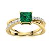 Image 1 : Natural 1.37 CTW Emerald & Diamond Engagement Ring 18K Yellow Gold