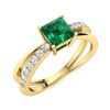 Image 2 : Natural 1.37 CTW Emerald & Diamond Engagement Ring 18K Yellow Gold