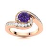 Image 1 : Natural 1.09 CTW Amethyst & Diamond Engagement Ring 14K Rose Gold