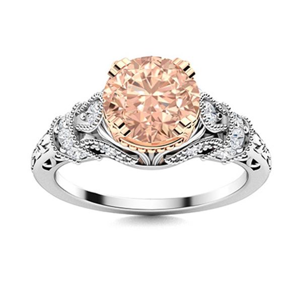 Natural 0.95 CTW Morganite & Diamond Engagement Ring 14K White Gold