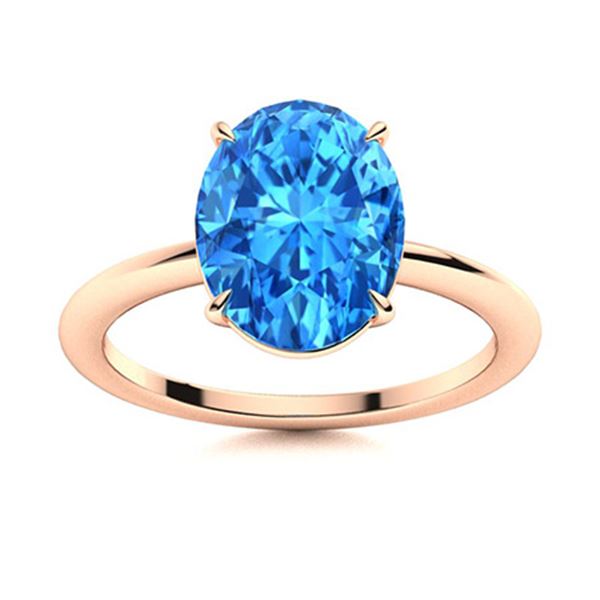 Natural 6.01 CTW Topaz Solitaire Ring 14K Rose Gold