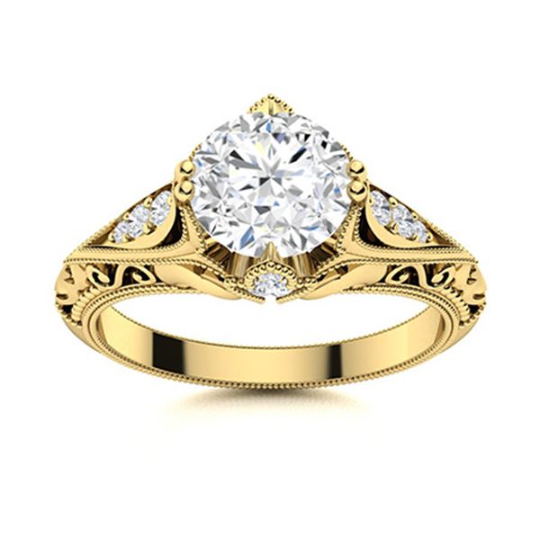 Natural 1.13 CTW Diamond Solitaire Ring 14K Yellow Gold