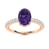 Image 1 : Natural 1.05 CTW Amethyst & Diamond Engagement Ring 14K Rose Gold