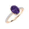 Image 2 : Natural 1.05 CTW Amethyst & Diamond Engagement Ring 14K Rose Gold