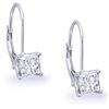 Image 1 : Natural 1.02 CTW Lever Back Princess Cut Diamond Earrings 14KT White Gold