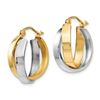Image 2 : 14k Two-tone Polished Double Hoop Earrings
