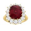Image 1 : Natural 4.88 CTW Ruby & Diamond Engagement Ring 18K Yellow Gold