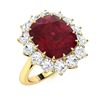 Image 2 : Natural 4.88 CTW Ruby & Diamond Engagement Ring 18K Yellow Gold