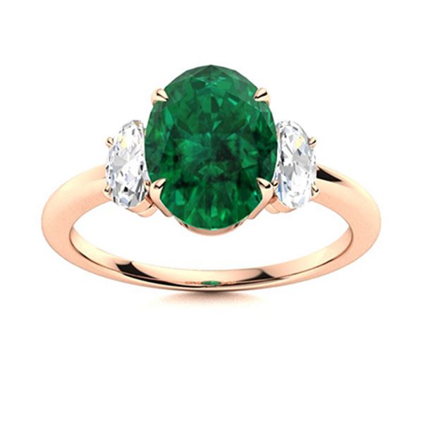 Natural 1.62 CTW Emerald & Diamond Engagement Ring 14K Rose Gold