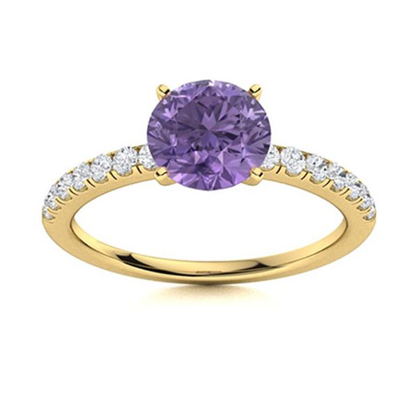 Natural 1.67 CTW Iolite & Diamond Engagement Ring 18K Yellow Gold