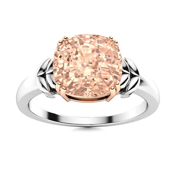 Natural 4.03 CTW Morganite Solitaire Ring 14K White Gold