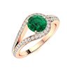 Image 2 : Natural 1.06 CTW Emerald & Diamond Engagement Ring 14K Rose Gold