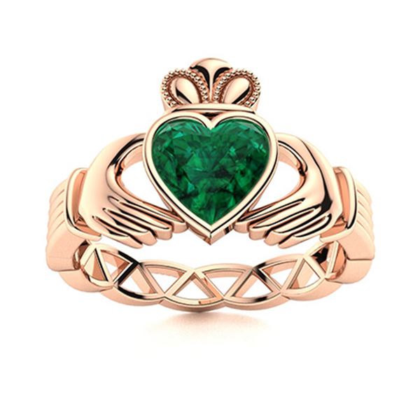 Natural 0.43 CTW Emerald Solitaire Ring 14K Rose Gold