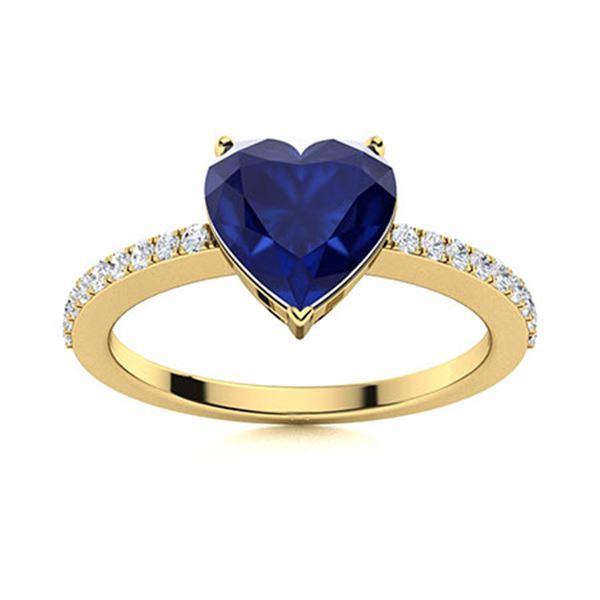 Natural 0.83 CTW Sapphire & Diamond Engagement Ring 14K Yellow Gold