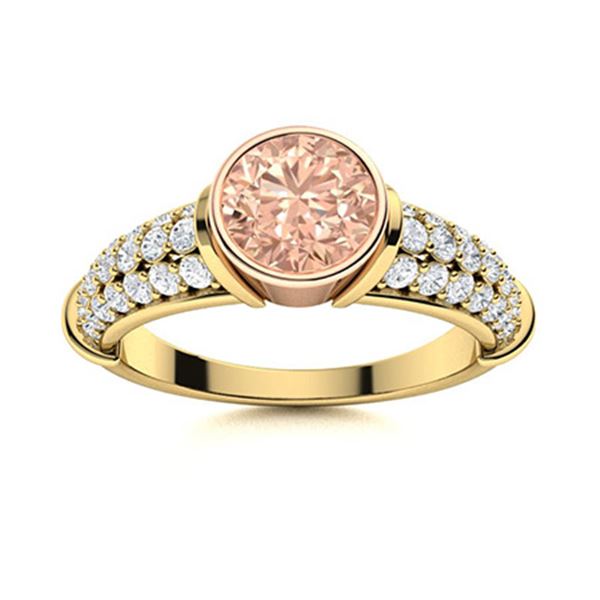 Natural 1.17 CTW Morganite & Diamond Engagement Ring 18K Yellow Gold