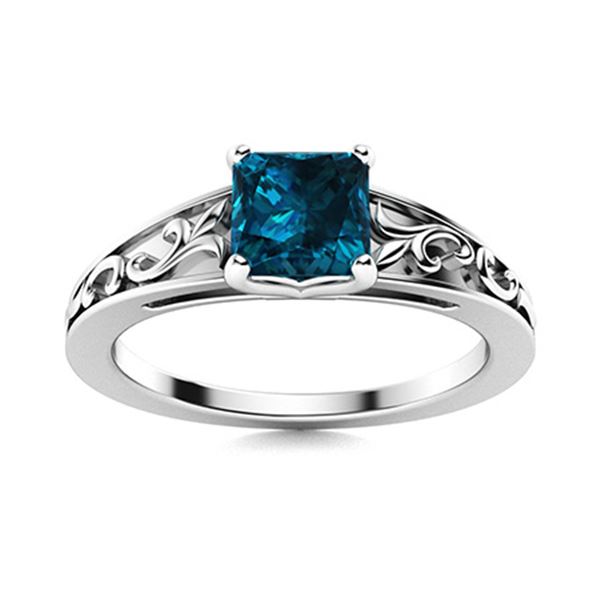 Natural 0.68 CTW Topaz Solitaire Ring 18K White Gold