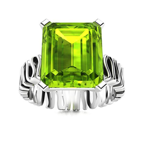 Natural 4.63 CTW Peridot Solitaire Ring 14K White Gold