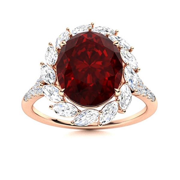 Natural 4.59 CTW Garnet & Diamond Engagement Ring 14K Rose Gold