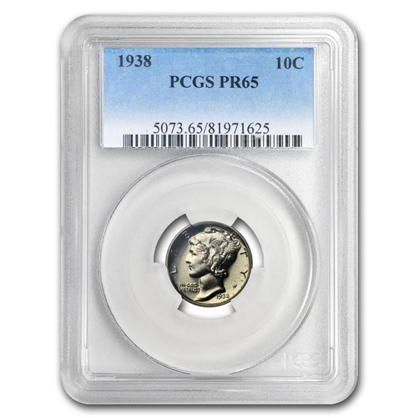 1938 Mercury Dime PR-65 PCGS