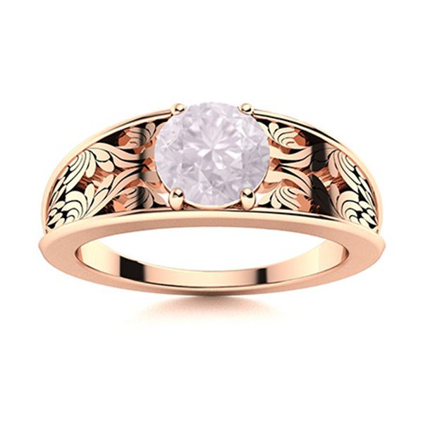 Natural 1.05 CTW Rose Quartz Solitaire Ring 14K Rose Gold