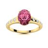 Image 1 : Natural 3.42 CTW Tourmaline & Diamond Engagement Ring 14K Yellow Gold